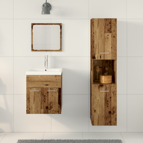 Juego de Muebles de Baño de 3 Piezas de Madera Desgastada M 4