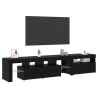 Muebles de TV 2 pcs con luces LED de roble negro y madera ingenierada 3