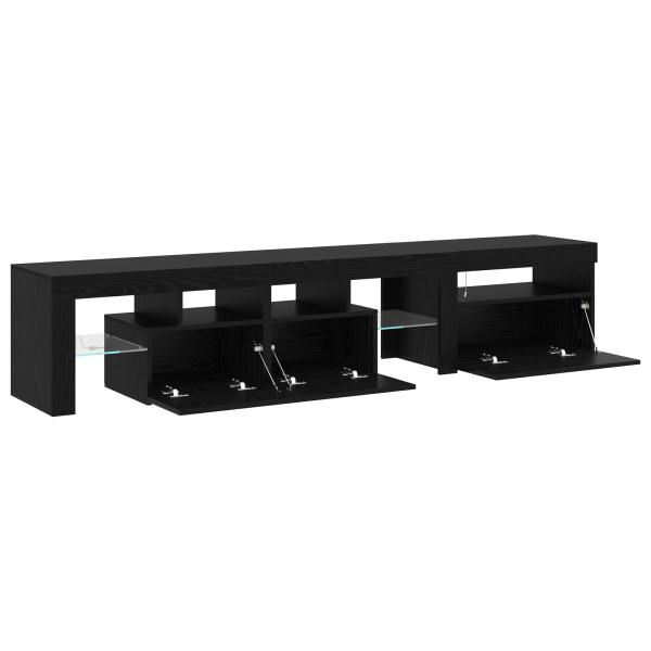 Muebles de TV 2 pcs con luces LED de roble negro y madera ingenierada M 5