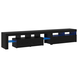 Cabinets de TV  2 pcs con luces LED roble negro madera H