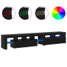 Cabinets de TV  2 pcs con luces LED roble negro madera 4