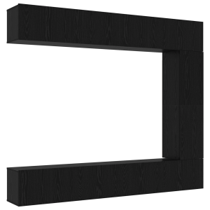 Juego de mueble para TV de 5 piezas montado en la pared de roble negro H
