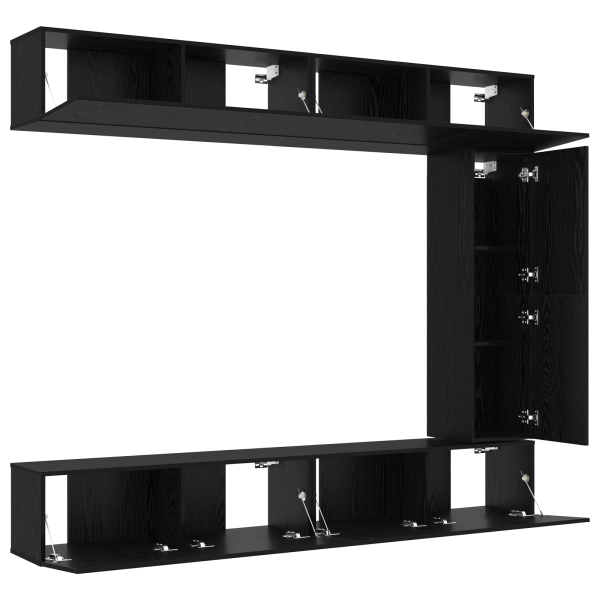 Juego de mueble para TV de 5 piezas montado en la pared de roble negro M 5