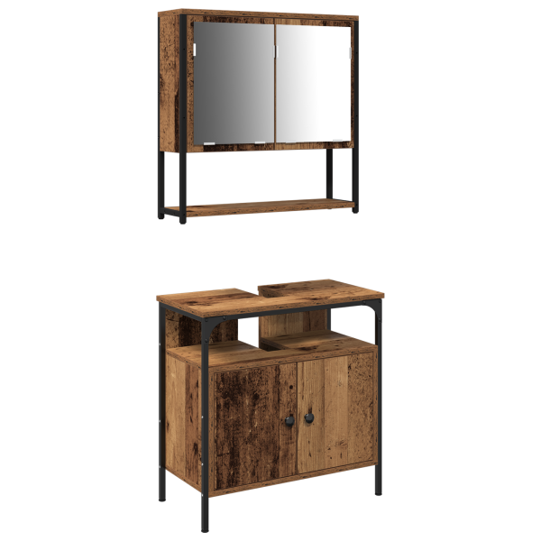 Mueble de baño con lavabo integrado de madera envejecida M 2