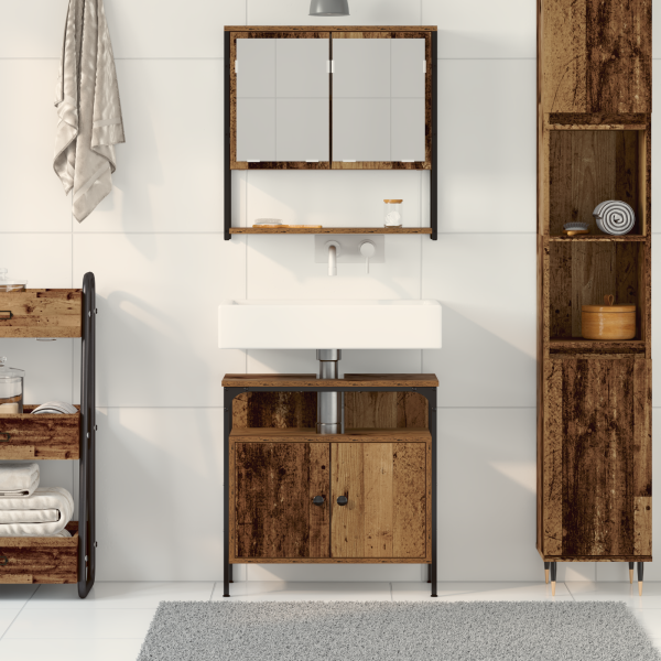 Mueble de baño con lavabo integrado de madera envejecida M 4