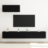 Juego de 3 muebles para TV montados en la pared de madera elaborada de roble negro 4