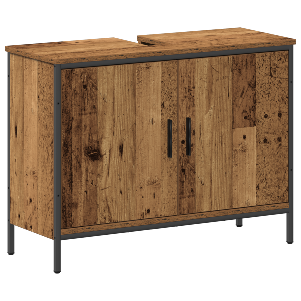 Juego de Muebles de Baño de 3 Piezas Madera Vieja Madera de Ingeniería M 5