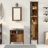 Armario de lavabo de baño con lavabo integrado en madera envejecida 4