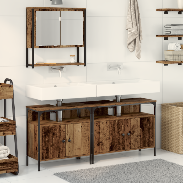 Gabinete para Lavabo de Baño con Lavabo Incorporado Madera Vieja Madera Ingenierizada D