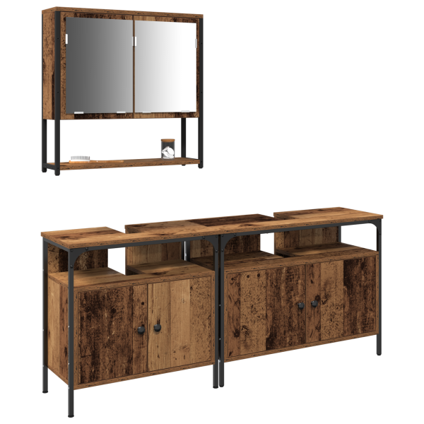 Gabinete para Lavabo de Baño con Lavabo Incorporado Madera Vieja Madera Ingenierizada M 3