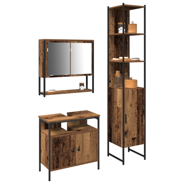 Gabinete de baño con lavabo integrado de madera reciclada M 3