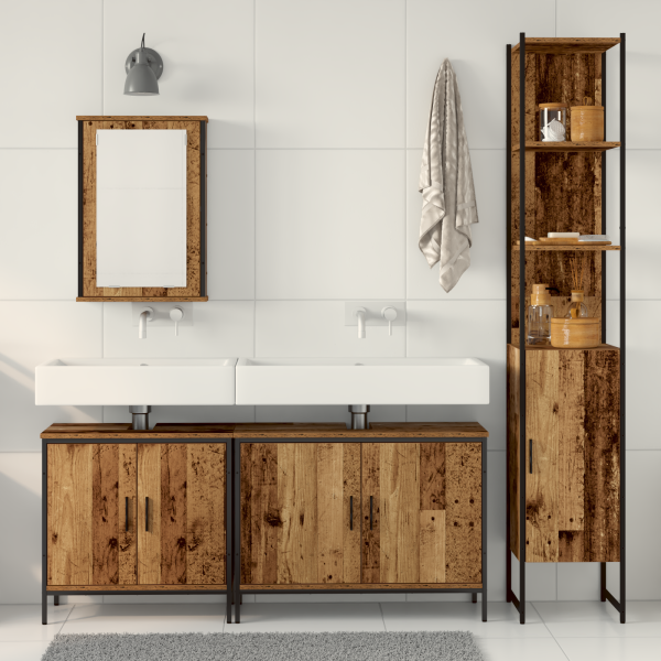 Conjunto de Muebles de Baño de 4 Piezas de Madera Antigua M 4