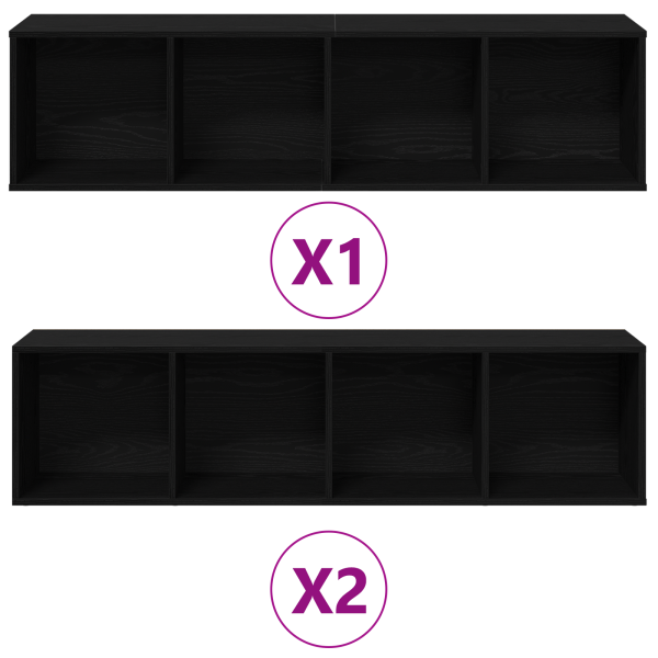 Estanterías 3 pcs Negro Roble 36x30x143 cm Madera elaborada M 5