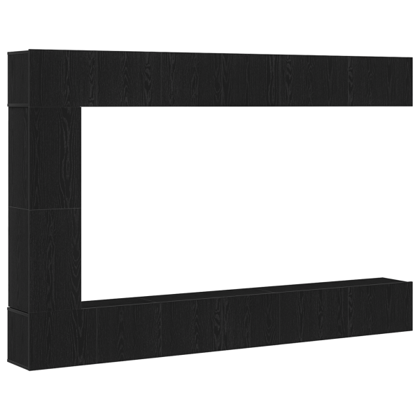 Conjunto de mueble de TV de 7 piezas montado en la pared en madera de roble negra M 2