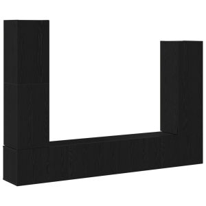 Conjunto de Mueble de TV de 4 Piezas Montado en la Pared en Madera de Roble Negra H