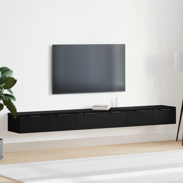 Gabinetes de Pared 2 pcs Roble Negro 102x30x20 cm Madera de Calidad D