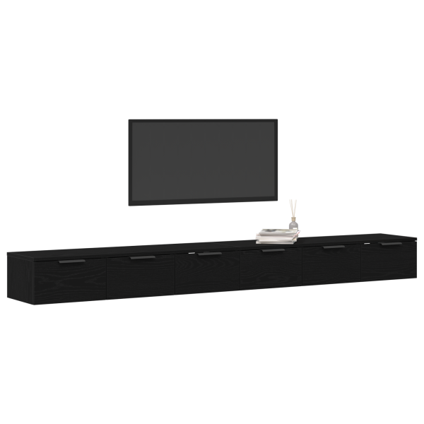 Gabinetes de Pared 2 pcs Roble Negro 102x30x20 cm Madera de Calidad M 3