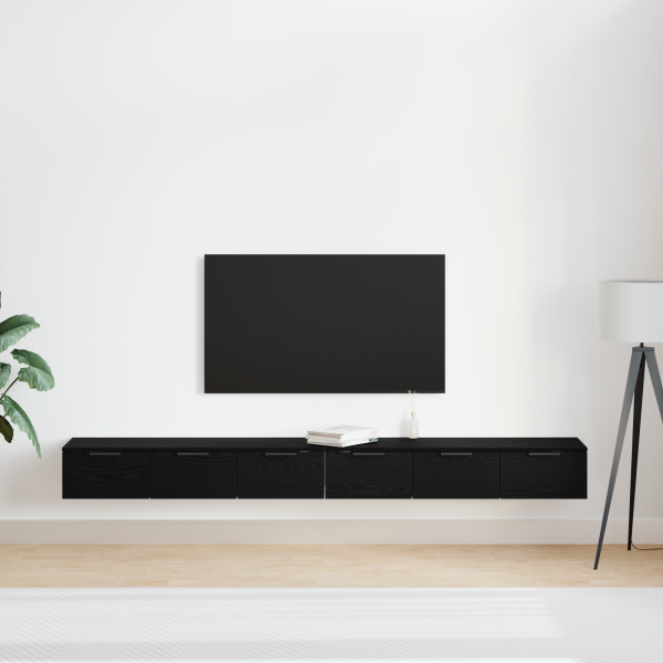 Gabinetes de Pared 2 pcs Roble Negro 102x30x20 cm Madera de Calidad M 4