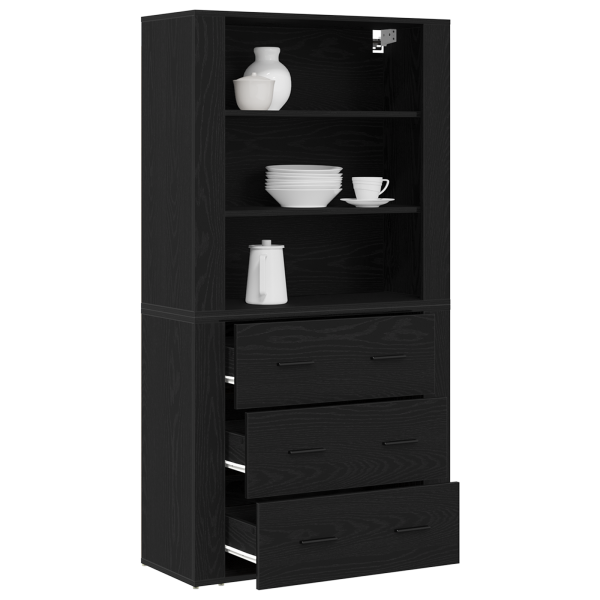Mueble Alto de Madera de Roble Negro de M 3