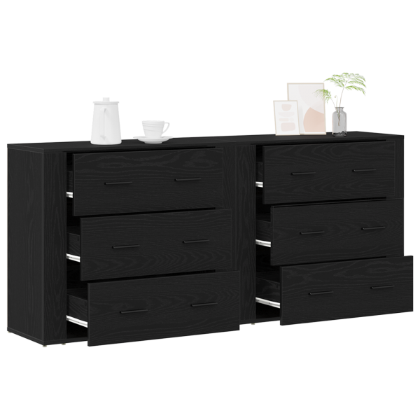 Buffets 2 pcs Carvalho Preto Madeira Engenheirada M 3