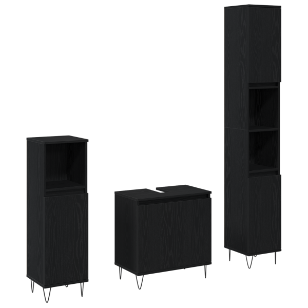 Conjunto de Muebles de Baño de 3 Piezas Roble Negro Madera de Calidad M 2