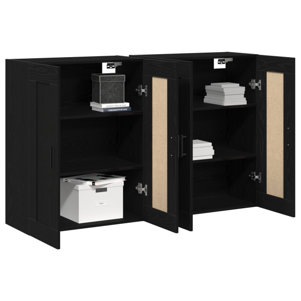 Gabinetes colgados 2 pcs de roble negro de madera de ingeniería M 3