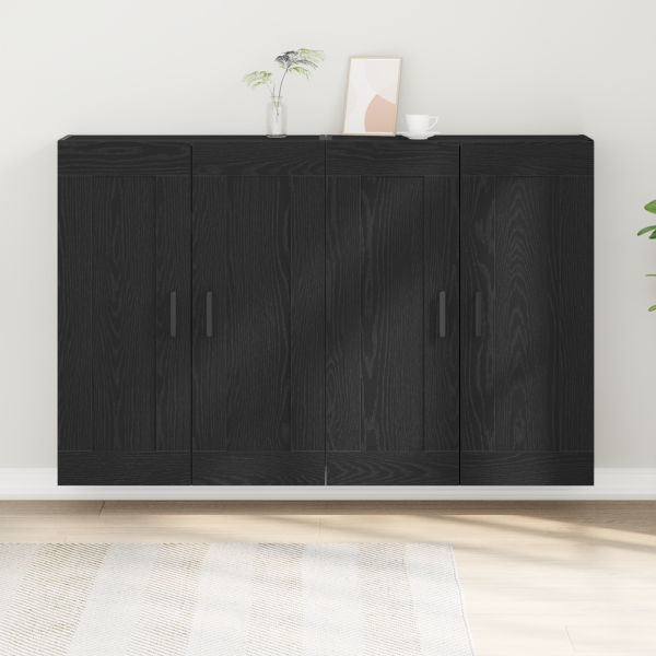 Gabinetes Montados en la Pared 2 pcs Roble Negro Madera Elaborada M 4