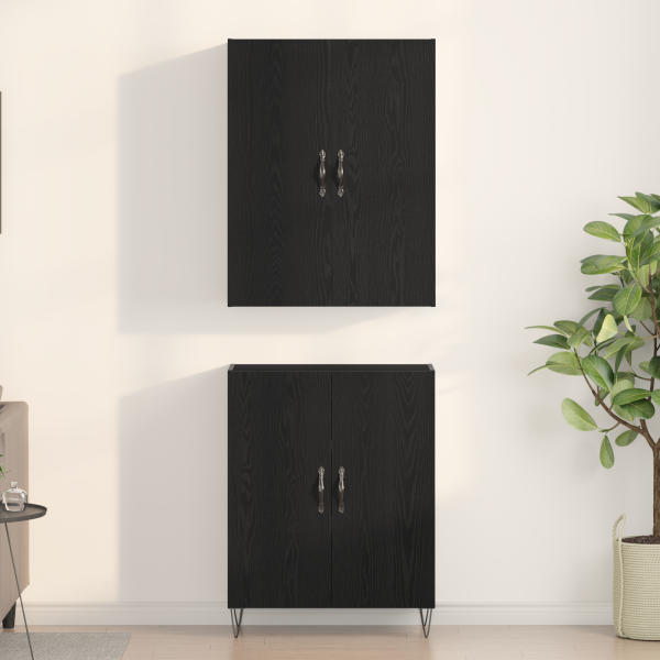 Aparador de madera de ingeniería roble negro 69.5x34x180 cm M 4