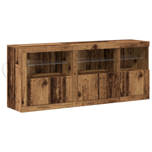 Buffet com Luzes LED Madeira Velha 162x37x67 cm Madeira de Engenharia H