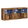 Buffet com Luzes LED Madeira Velha 162x37x67 cm Madeira de Engenharia 3