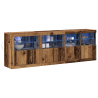 Aparador con Luces LED Madera Vieja 202x37x67 cm 3