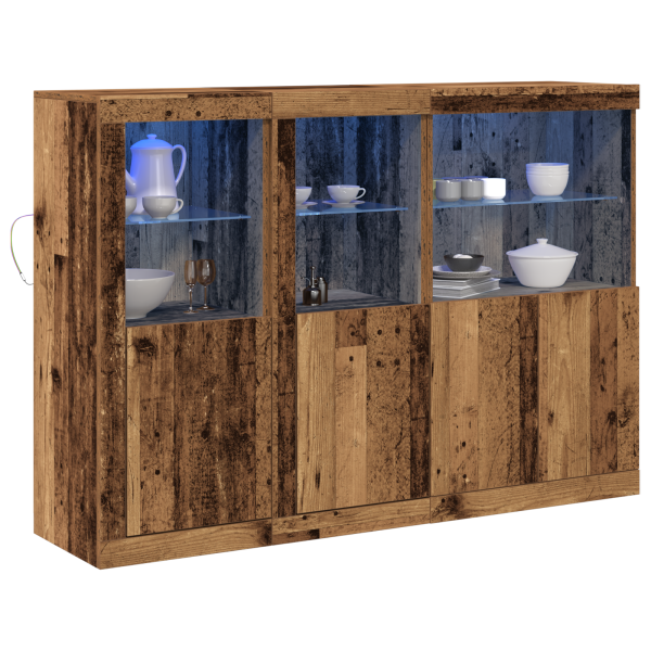 Sideboard con Iluminación LED Madera Vieja 142.5x37x100 cm Madera Ingenierizada M 3