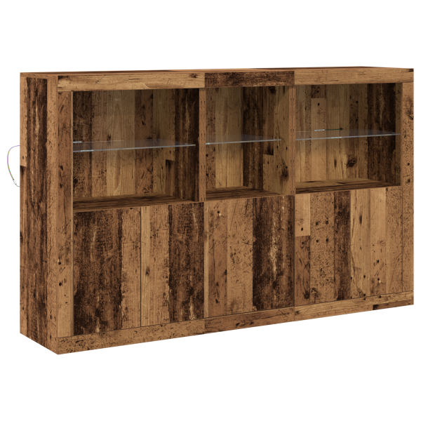 Buffet Lateral com Luzes LED Madeira Antiga 162x37x100 cm Madeira Recuperada M 2