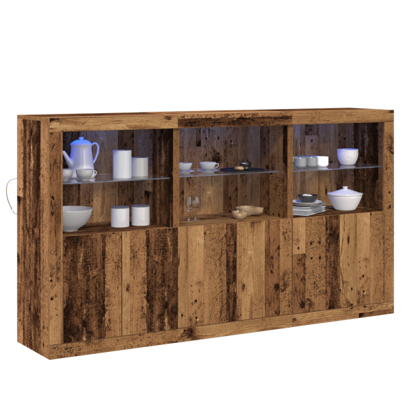Mueble Auxiliar con Luces LED Madera Vieja 181.5x37x100 cm Madera Tratada M 3