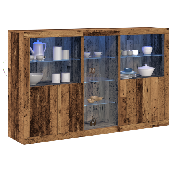 Sideboard con Luces LED Madera Vieja 162x37x100 cm Madera Elaborada M 3