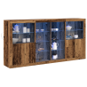 Aparador  con luces LED Madera envejecida 202x37x100 cm Madera de ingeniería 3