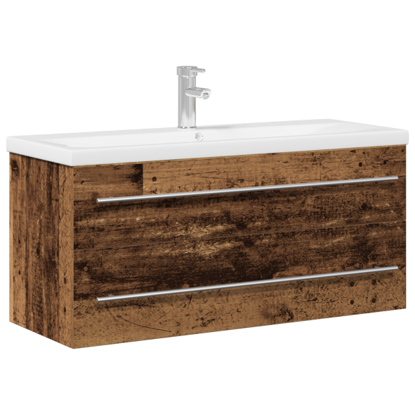 Mueble de Lavabo de Baño con Lavabo Integrado Madera Envejecida Madera Ingenierizada M 2