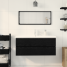 Gabinete de lavabo con lavabo integrado de madera en roble negro 4