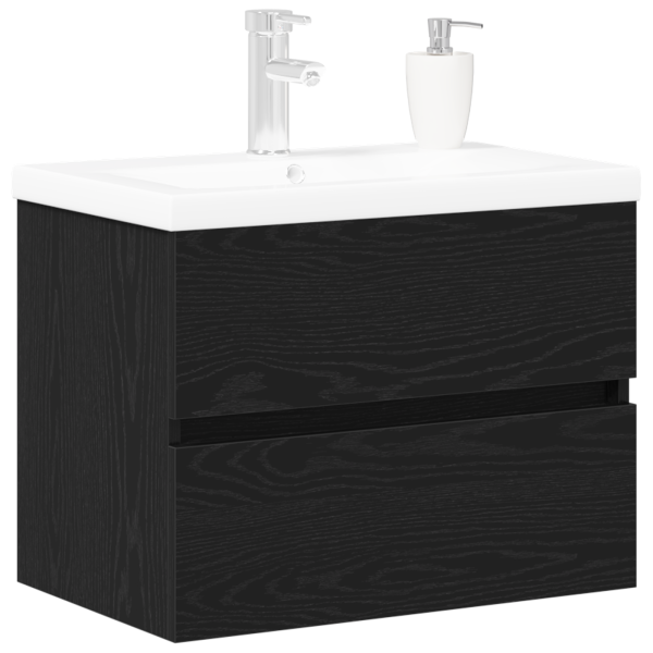 Gabinete de Lavabo  con Jofaina Integrada Roble Negro Madera Engineered M 3
