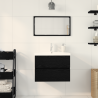 Gabinete de Lavabo  con Jofaina Integrada Roble Negro Madera Engineered 4