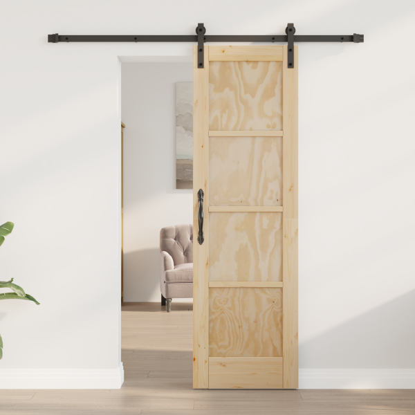 Porta Deslizante  com Conjunto de Ferragens 61x198.5 cm Madeira Maciça Pinho M 3