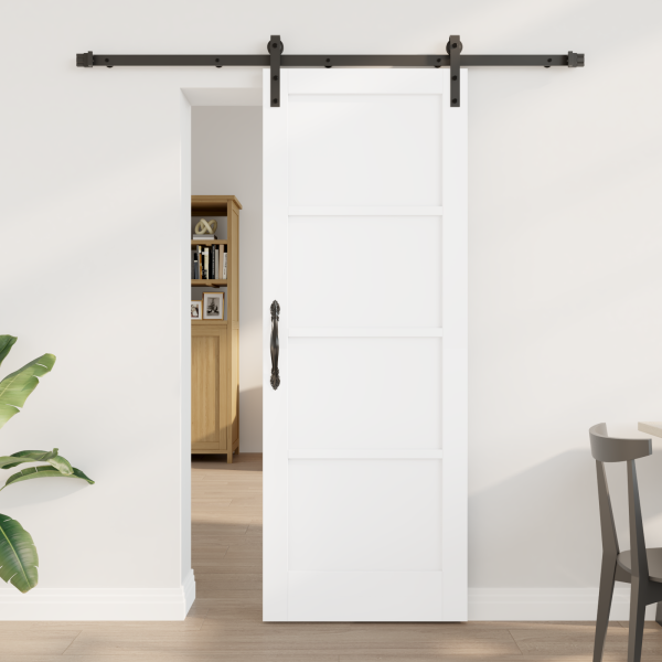 Puerta Corrediza  con Juego de Hardware Blanca 73.5x198.5 cm Madera Sólida Pino D