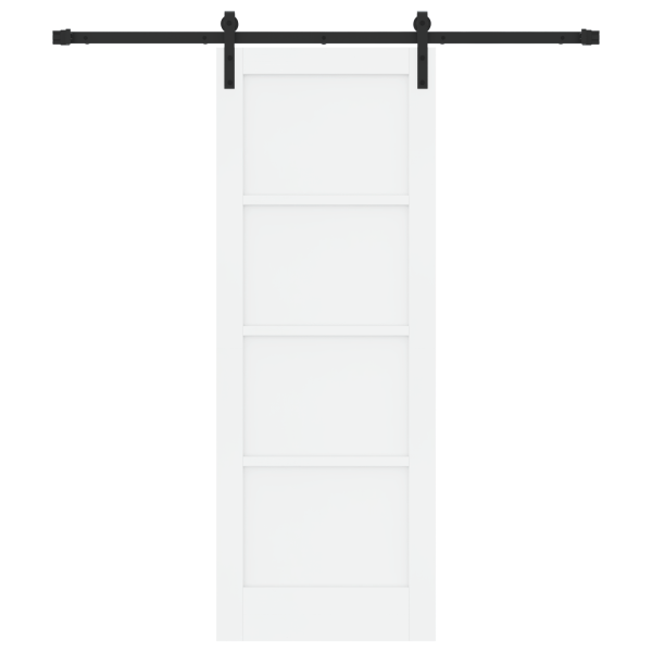 Porta Deslizante  com Conjunto de Ferragens Branca 73.5x198.5 cm Madeira Sólida de Pinho M 4