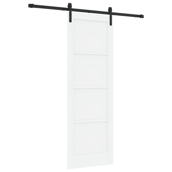 Puerta Deslizante  con Juego de Hardware Blanca 73.5x211 cm Madera Sólida de Pino M 2