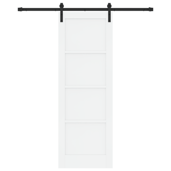 Porta Deslizante  com Conjunto de Hardware Branca 73.5x211 cm Madeira Sólida de Pinheiro M 4