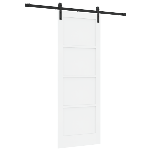Puerta Corrediza  con Hardware Blanco 78x211 cm Madera Maciza de Pino M 2