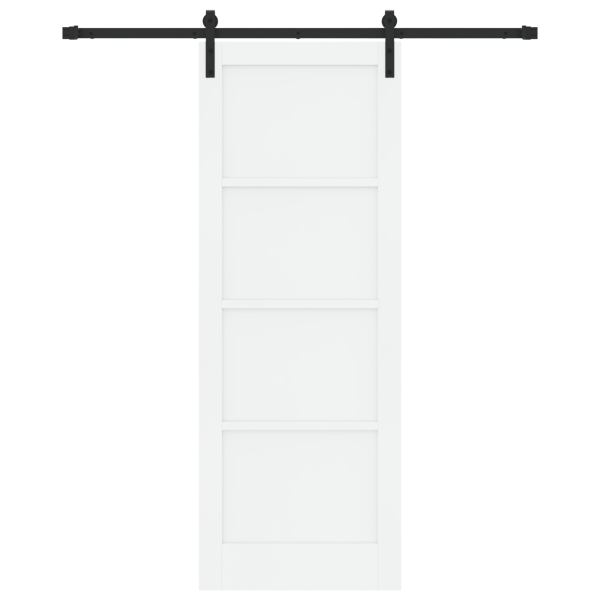 Porta Deslizante  com Conjunto de Ferragens Branco 78x211 cm Madeira Sólida de Pinheiro M 4
