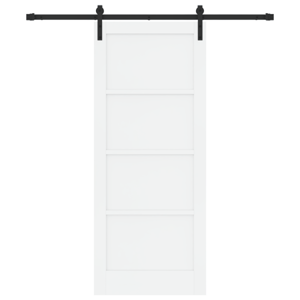 Puerta Deslizante  con Juego de Hardware Blanca 83x202 cm Madera de Pino Macizo M 4