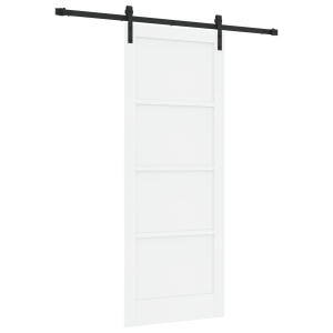 Porta Deslizante  com Conjunto de Hardware Branco 83x211 cm Madeira Sólida de Pinho H