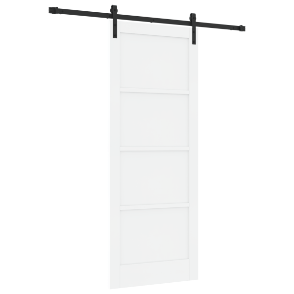 Porta Deslizante  com Conjunto de Hardware Branco 83x211 cm Madeira Sólida de Pinho M 2